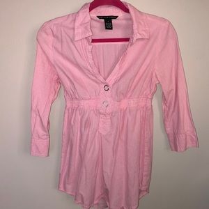 Pink button down babydoll shirt
